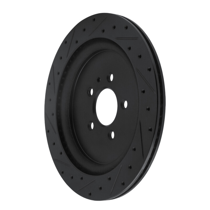 Ford Mustang Brake Rotor (1) - Rear Right - R1 Concepts - Drilled & Slotted - Black - `13-`14